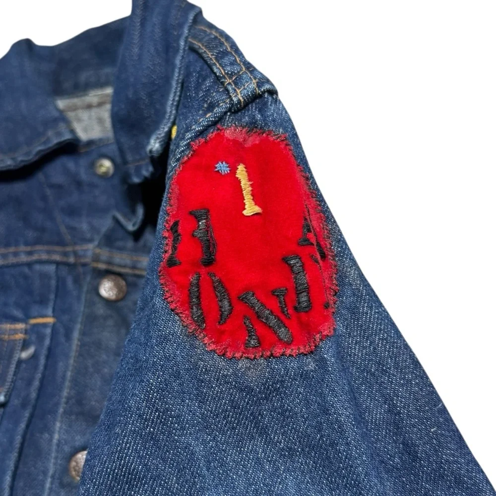 Vintage 1960s Gauchos Patches Embroidered Cars Racing Denim Jacket Youth‎ Medium